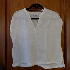 Michael Stars Gauzy Loose Fit Boxy Popover Shirt Top White XS